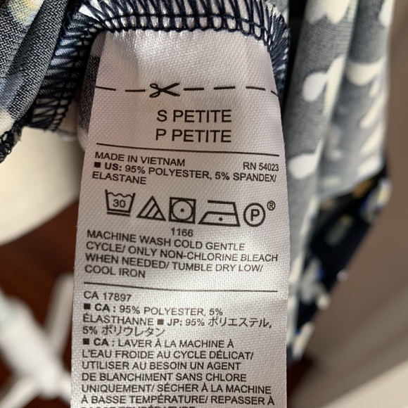 Banana Republic Midi Dress Blue Petite Small Sleeveless High Neck Geometric - Picture 8 of 9